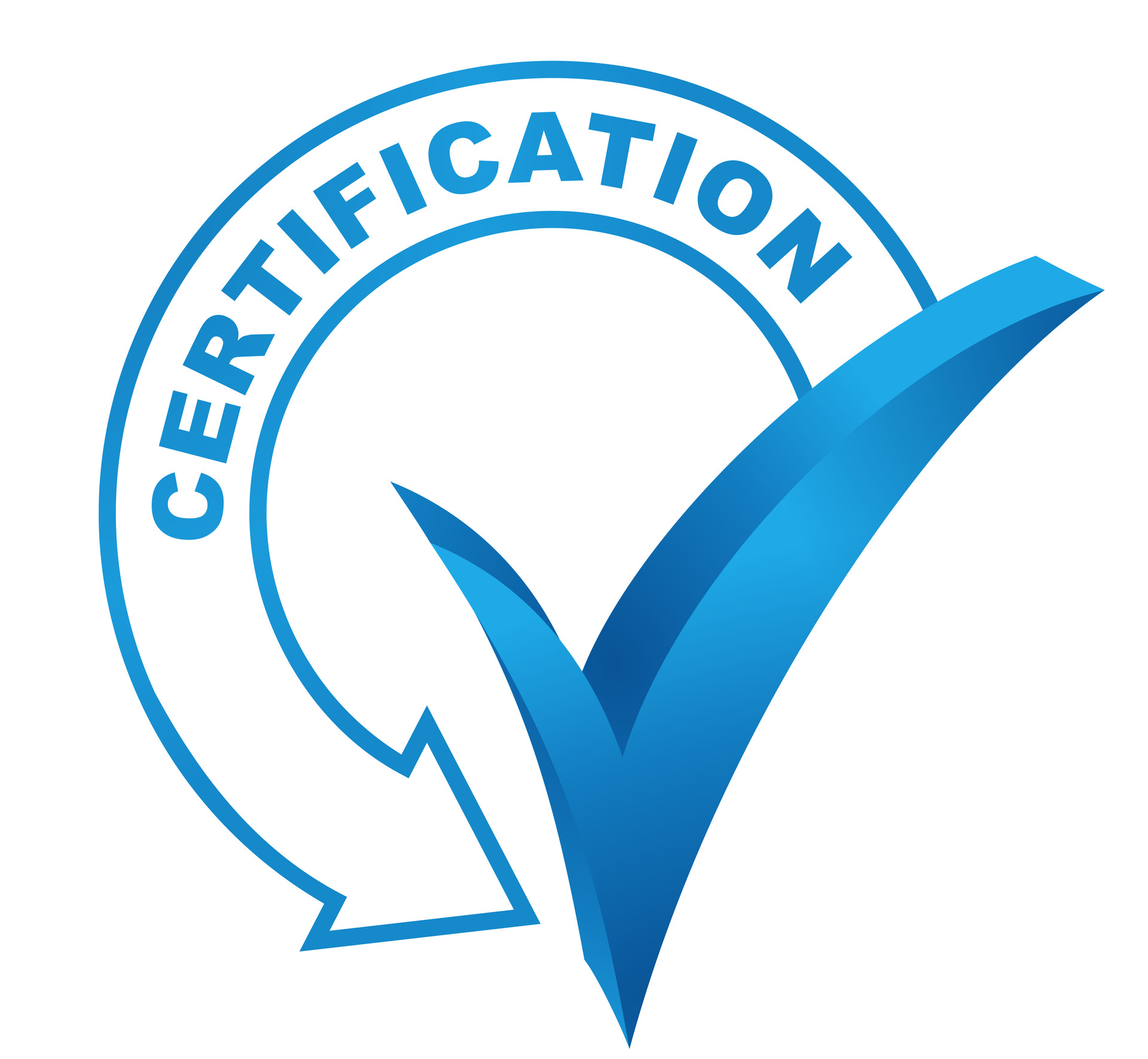 ISO-certificering-stempel Blåt stempel med teksten "ISO Certified" og en cirkulær kant, der understreger virksomhedens arbejde hen imod ISO 9001, ISO 14001, ISO 45001 og ISO 27001 certificeringer.